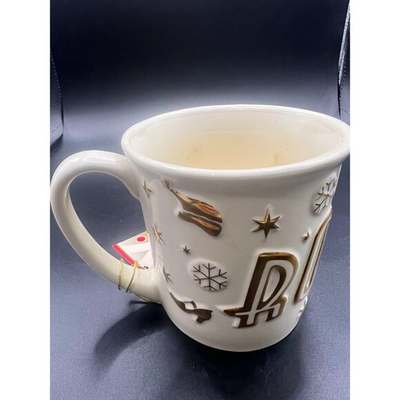 Large Radio City Rockettes Christmas Coffee Mug Cream And Gold【sold as it is】 - Picture 2 of 4